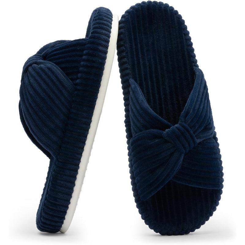 Corduroy Bow Orthopedic Slippers