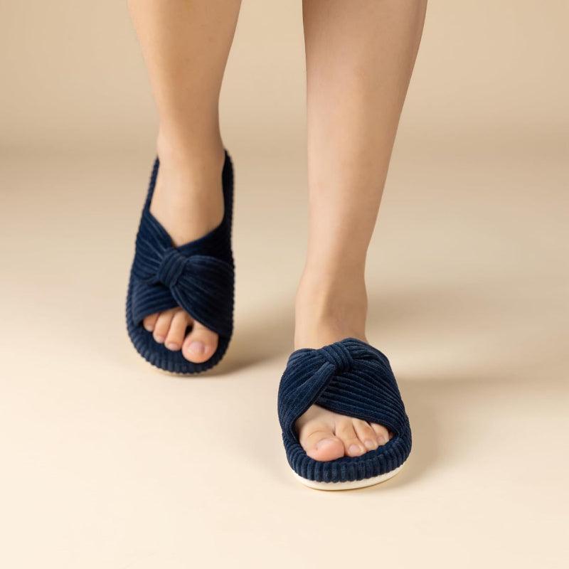 Corduroy Bow Orthopedic Slippers