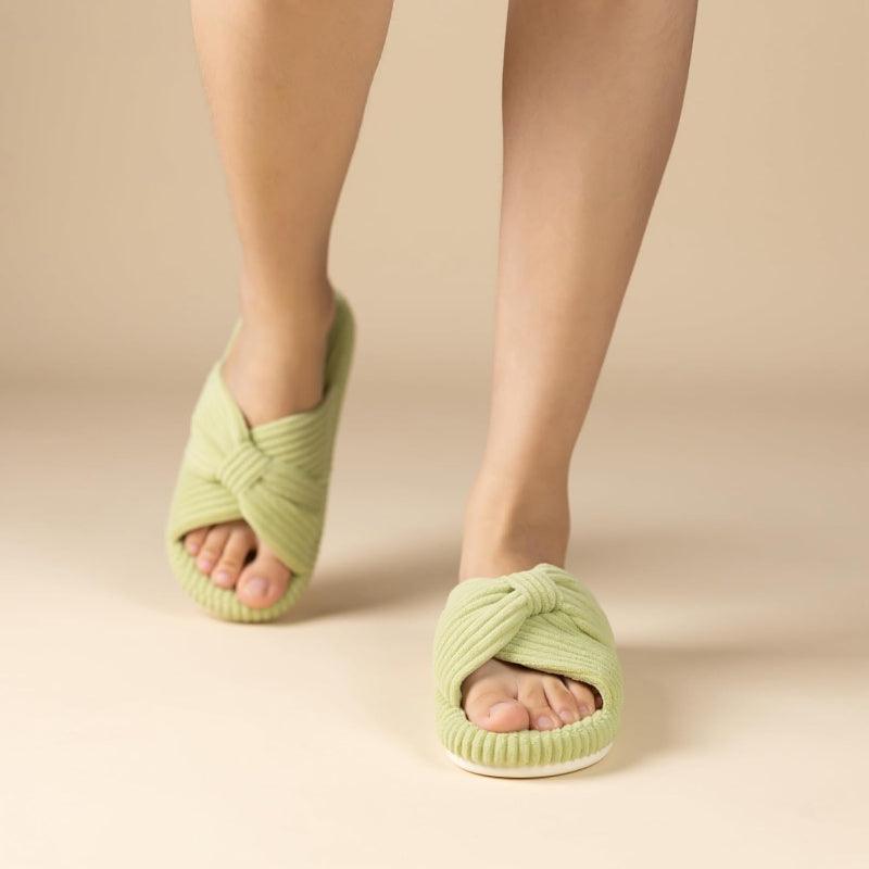 Corduroy Bow Orthopedic Slippers
