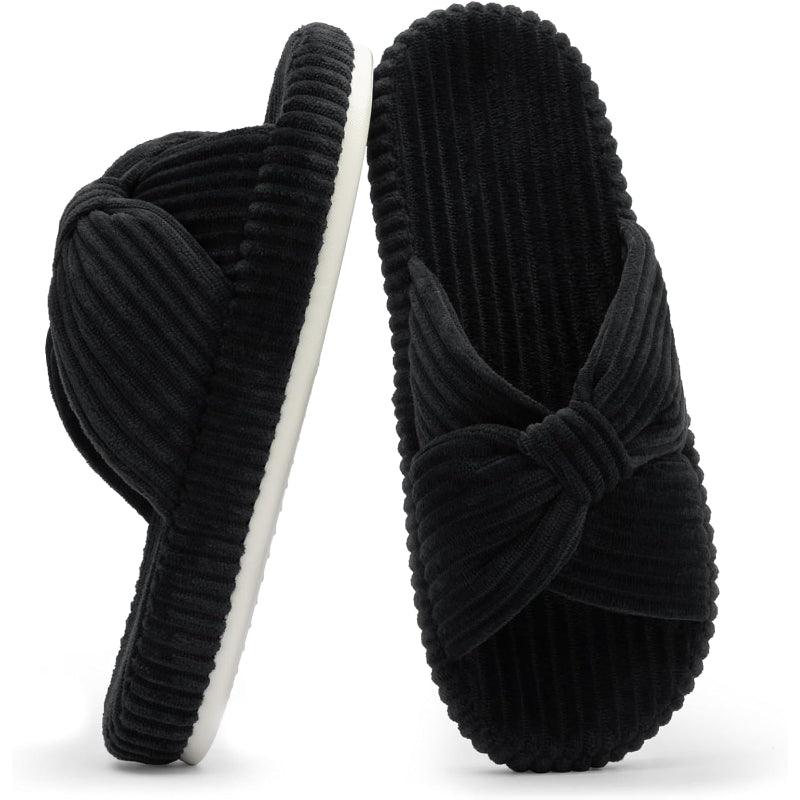 Corduroy Bow Orthopedic Slippers