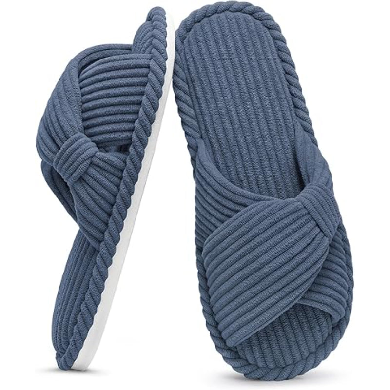 Corduroy Cross Bow Indoor Slippers