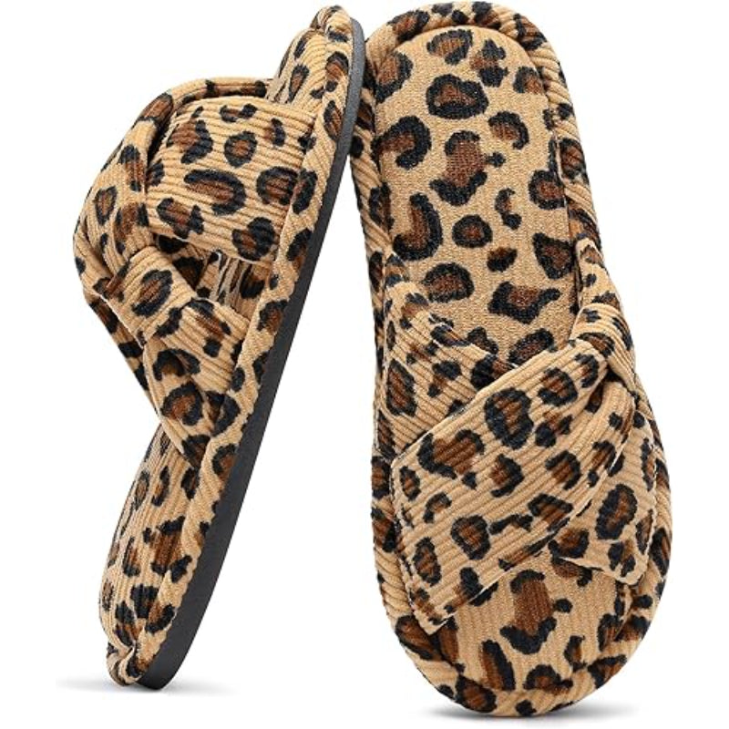 Corduroy Cross Bow Indoor Slippers