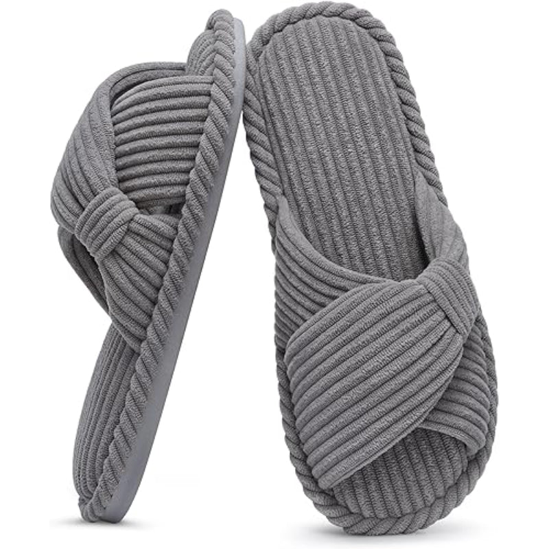 Corduroy Cross Bow Indoor Slippers