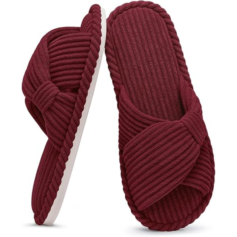 Corduroy Cross Bow Indoor Slippers