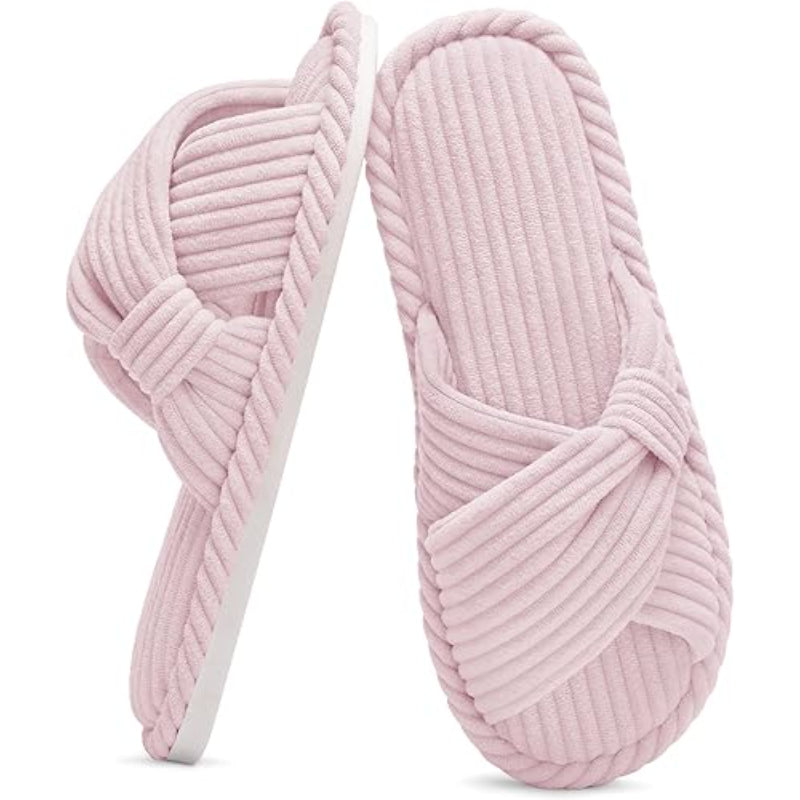 Corduroy Cross Bow Indoor Slippers