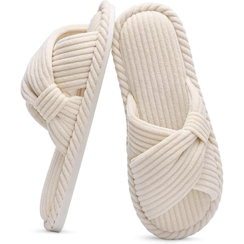 Corduroy Cross Bow Indoor Slippers