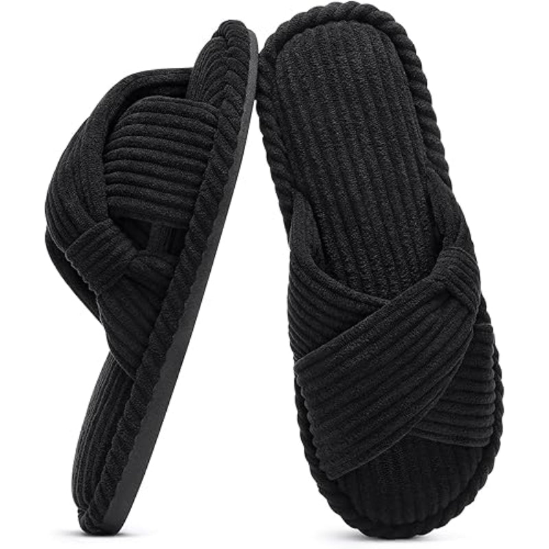 Corduroy Cross Bow Indoor Slippers