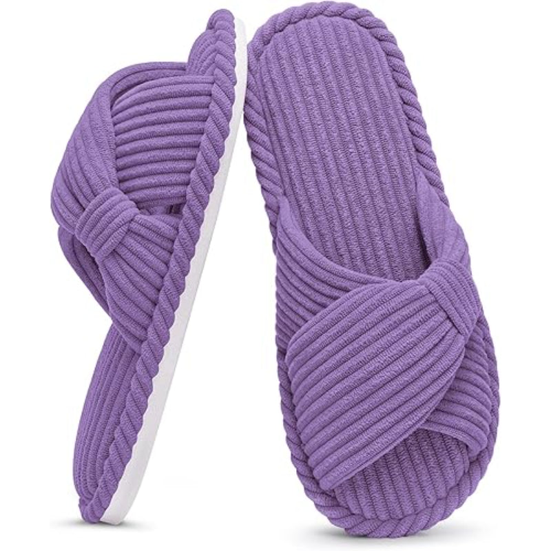 Corduroy Cross Bow Indoor Slippers