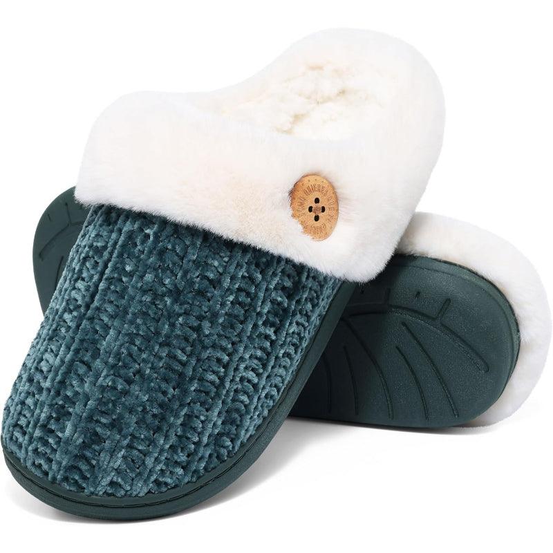 Comfy Knit Buttoned Slippers