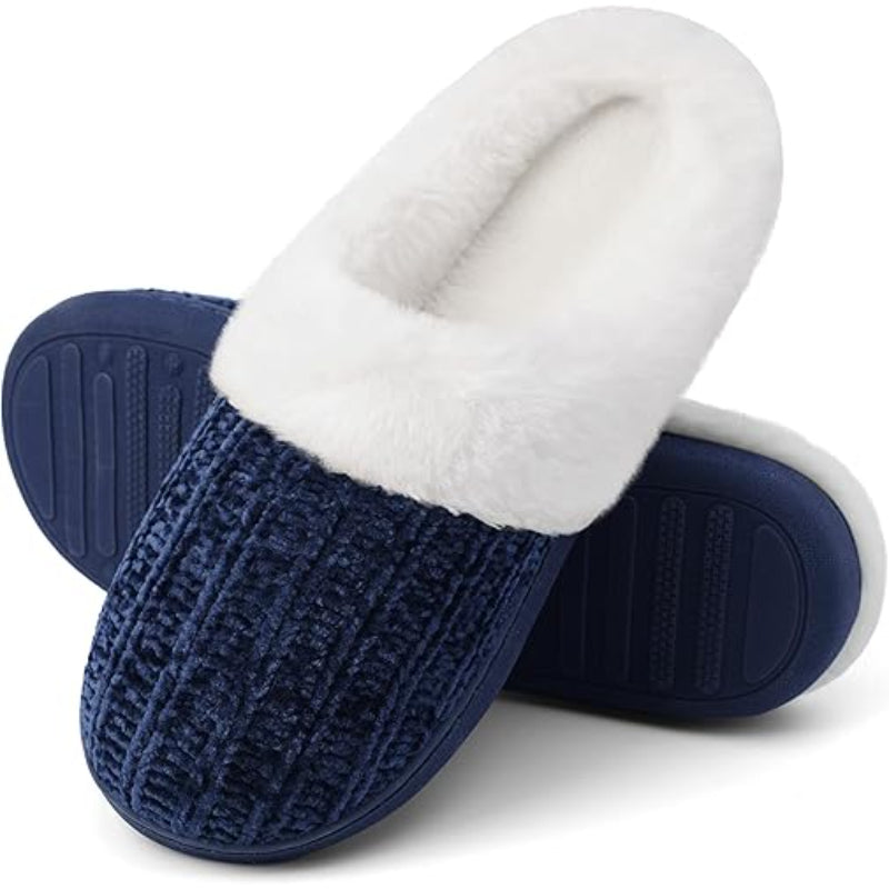Fuzzy Lined Memory Foam Slippers