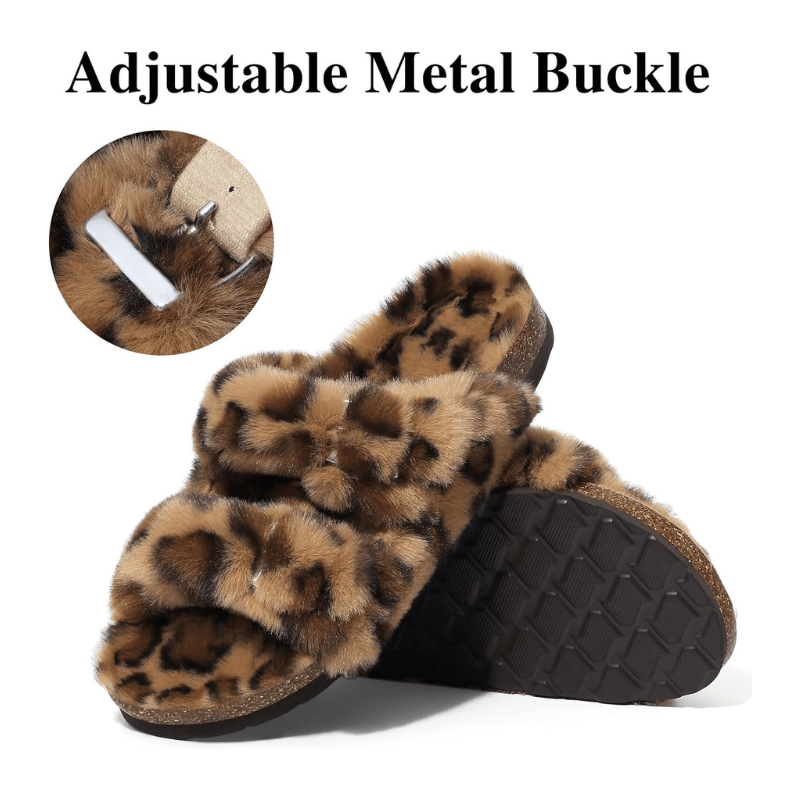 Leopard Print Adjustable Slippers – Bold Style with Cozy Comfort - Cloud Cushion Slides