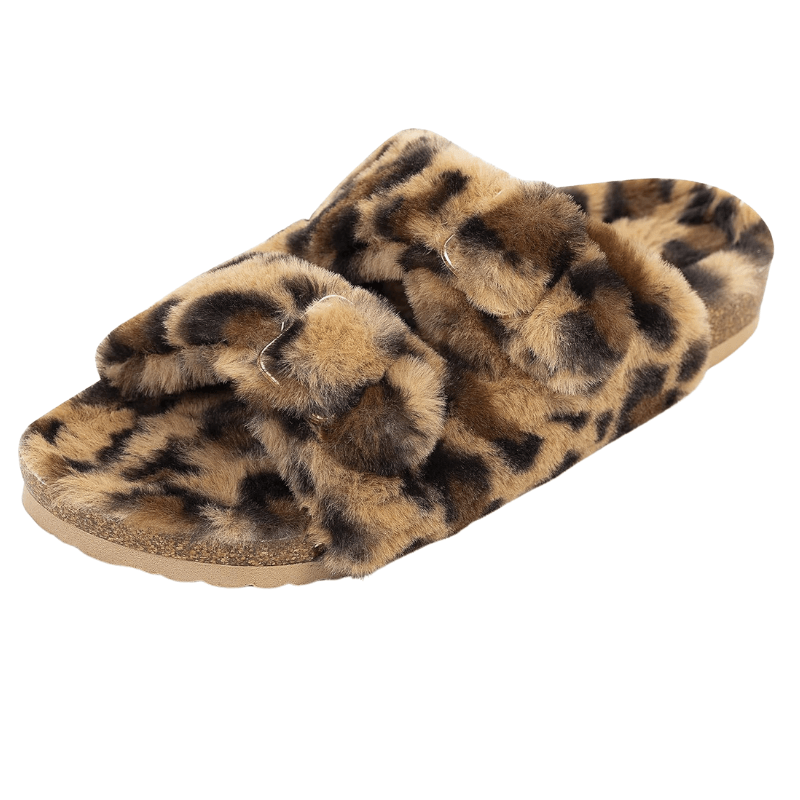 Faux Fur Leopard Print Slippers – Cozy Comfort with Bold Style-Cloud Cushion Slides