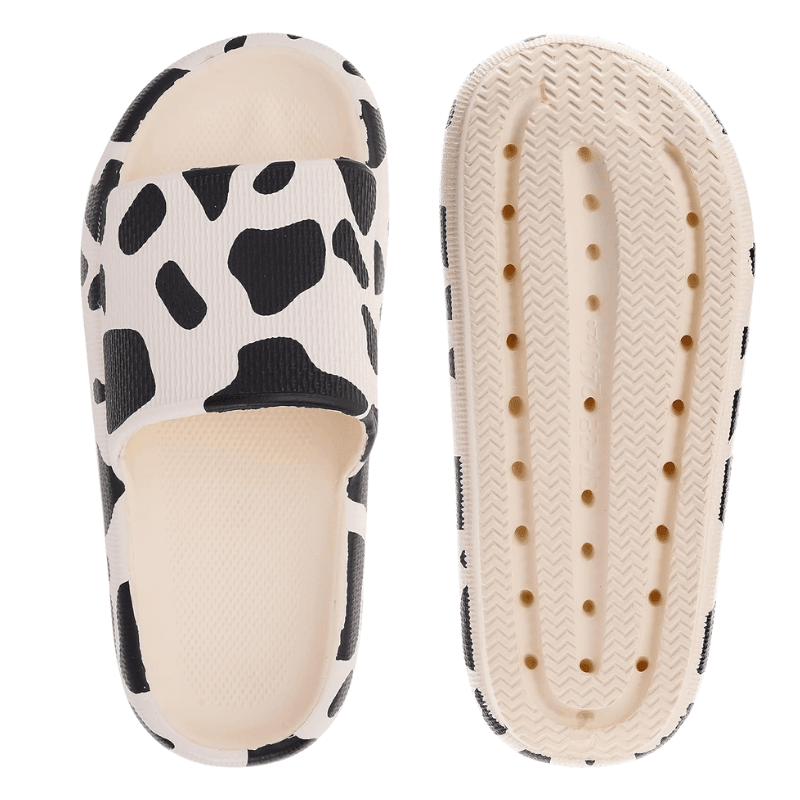 Minimalist Cow Print Toe Slippers – Stylish and Cushioned Fit - Cloud Cushion Slides