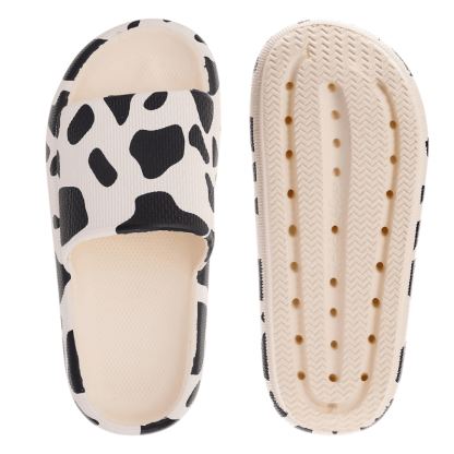 Minimalist Cow Print Toe Slippers – Stylish and Cushioned Fit - Cloud Cushion Slides