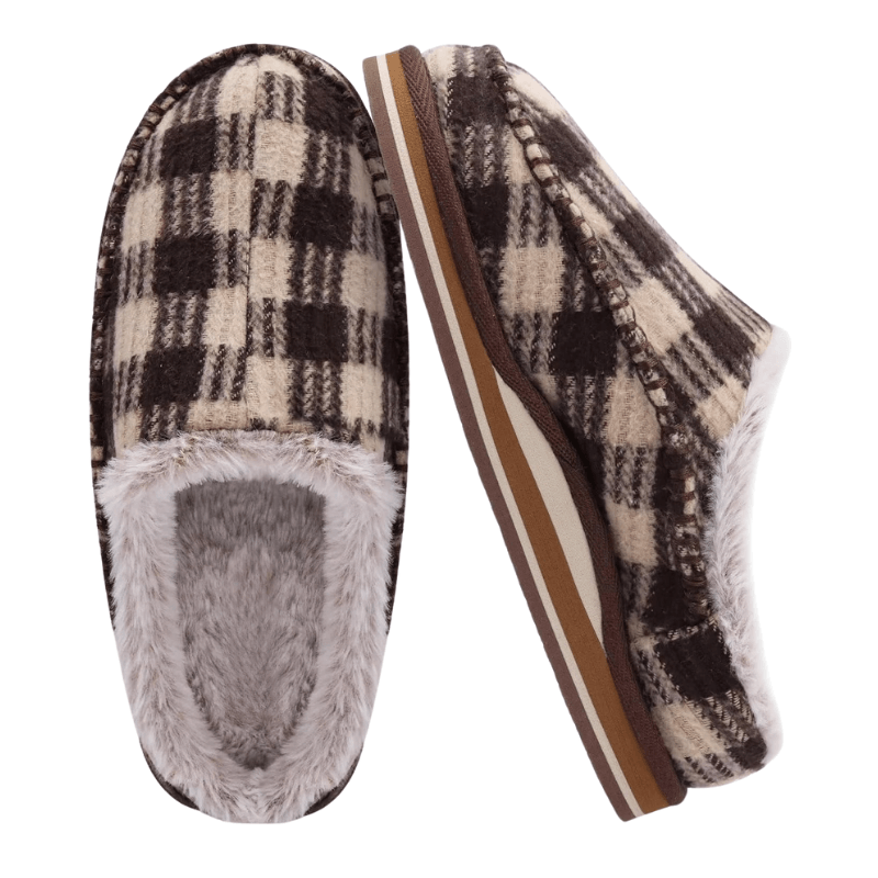 Plaid Orthopedic Slippers – Supportive, Cozy Footwear