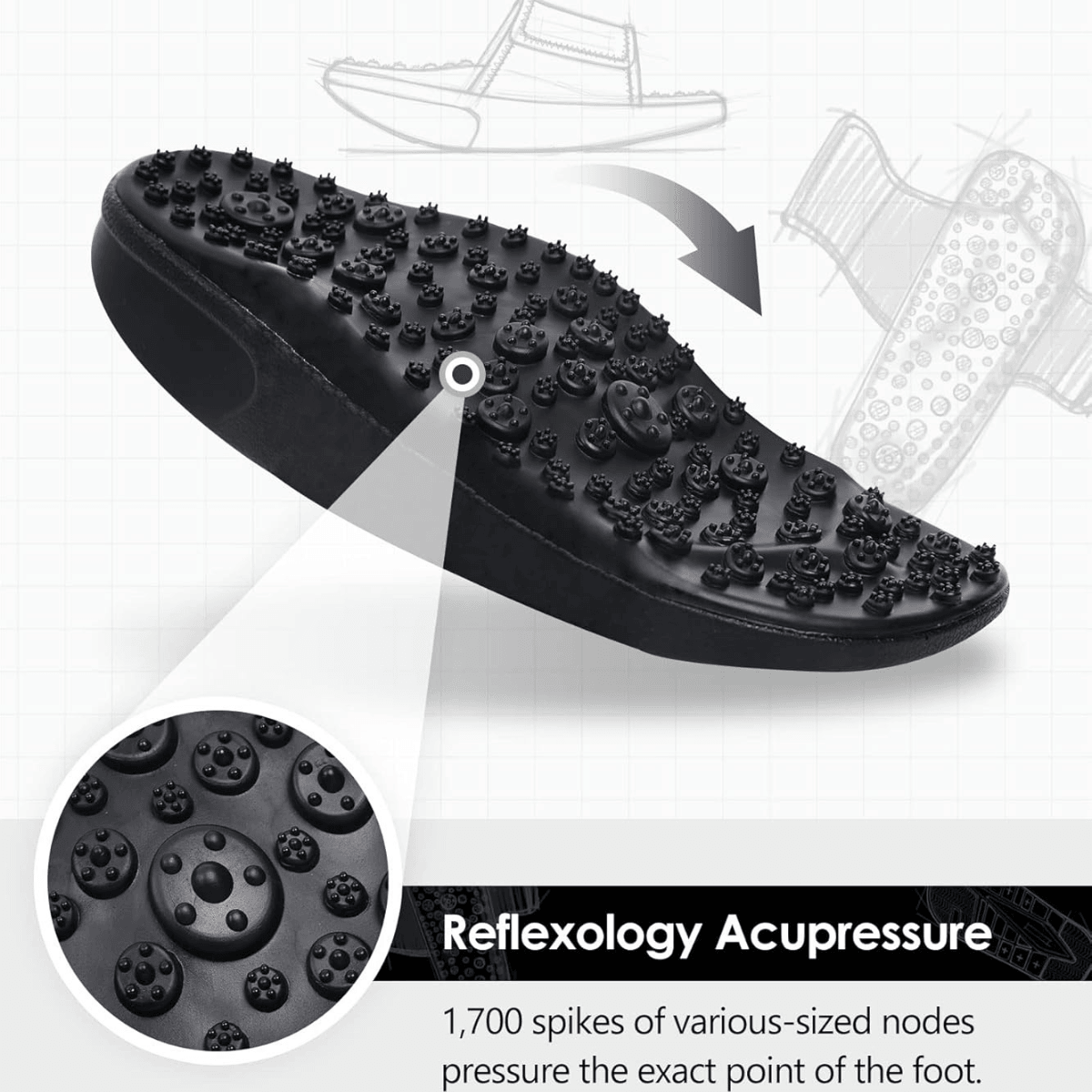 Reflexology Massage Slippers – Deep Acupressure Tissue Stress Relief - Cloud Cushion Slides