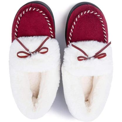 Heated Slippers - Trapper Moc Fuzzy Memory Foam For Warmth - Cloud Cushion Slides