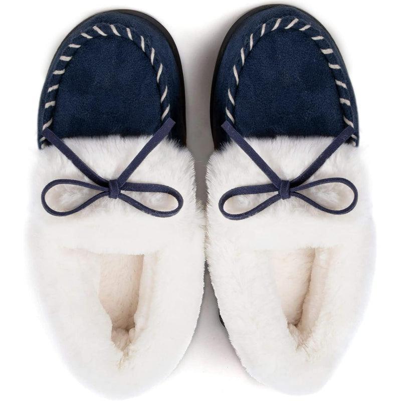 Heated Slippers - Trapper Moc Fuzzy Memory Foam For Warmth - Cloud Cushion Slides