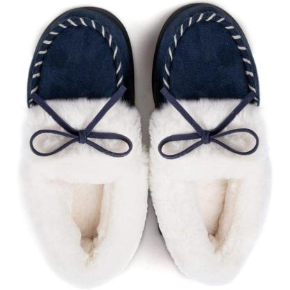 Heated Slippers - Trapper Moc Fuzzy Memory Foam For Warmth - Cloud Cushion Slides