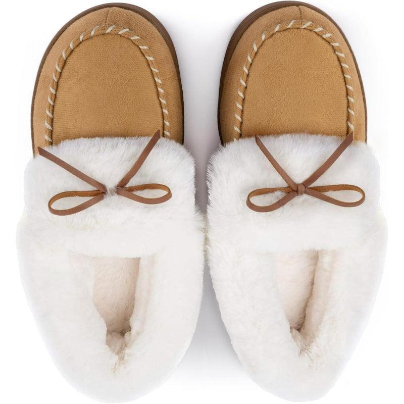 Heated Slippers - Trapper Moc Fuzzy Memory Foam For Warmth - Cloud Cushion Slides