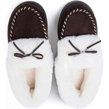 Heated Slippers - Trapper Moc Fuzzy Memory Foam For Warmth - Cloud Cushion Slides