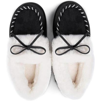 Heated Slippers - Trapper Moc Fuzzy Memory Foam For Warmth - Cloud Cushion Slides