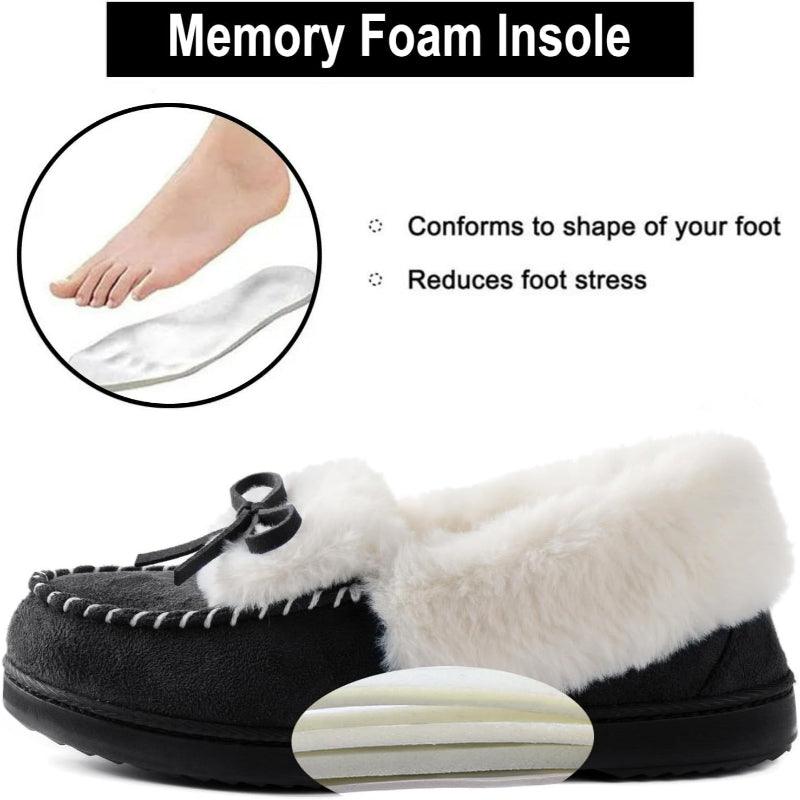 Heated Slippers - Trapper Moc Fuzzy Memory Foam For Warmth - Cloud Cushion Slides