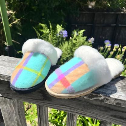Classic Plaid Fleece Slippers – Cozy Comfort for Chilly Days-Cloud Cushion Slides