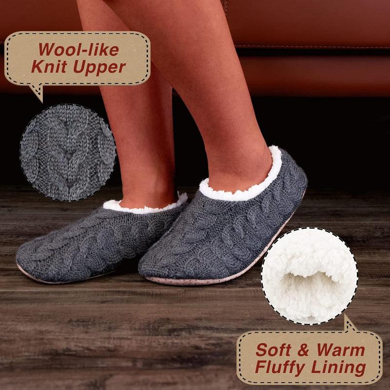 2 Pack Cable Knit Anti Skid Slippers