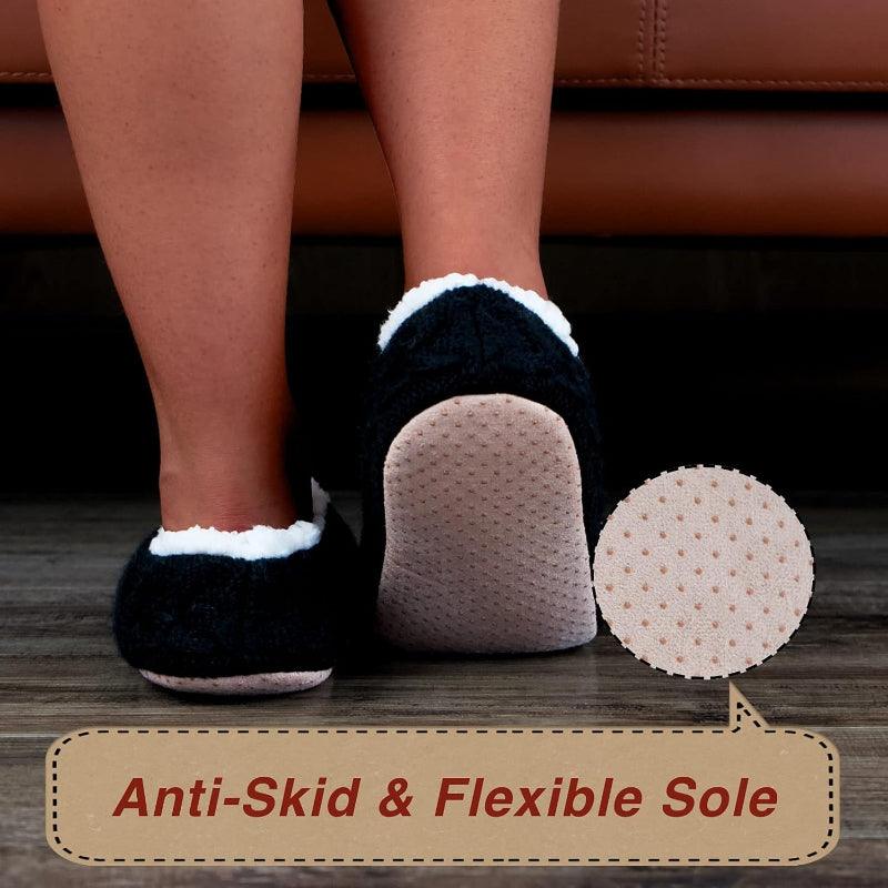 2 Pack Cable Knit Anti Skid Slippers