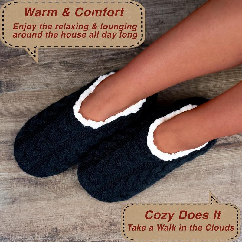 2 Pack Cable Knit Anti Skid Slippers