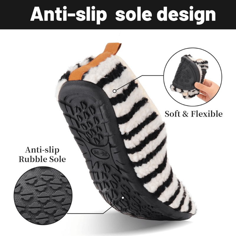 Fleece lined slippers - Striped Lined Design Indoor Diabetic Slippers - Cloud Cushion Slides