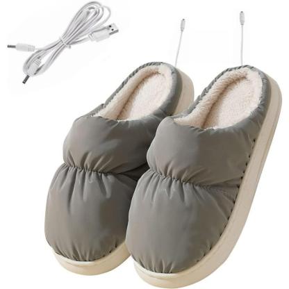 USB Heated Slippers – Warm, Cozy, and Rechargeable Footwear - Cloud Cushion Slides