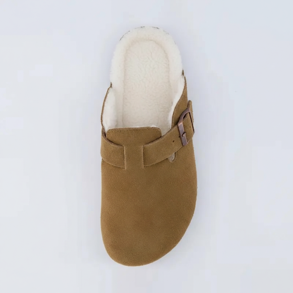 Womens Hana Genuine Suede Clog - Soft Fur Lining