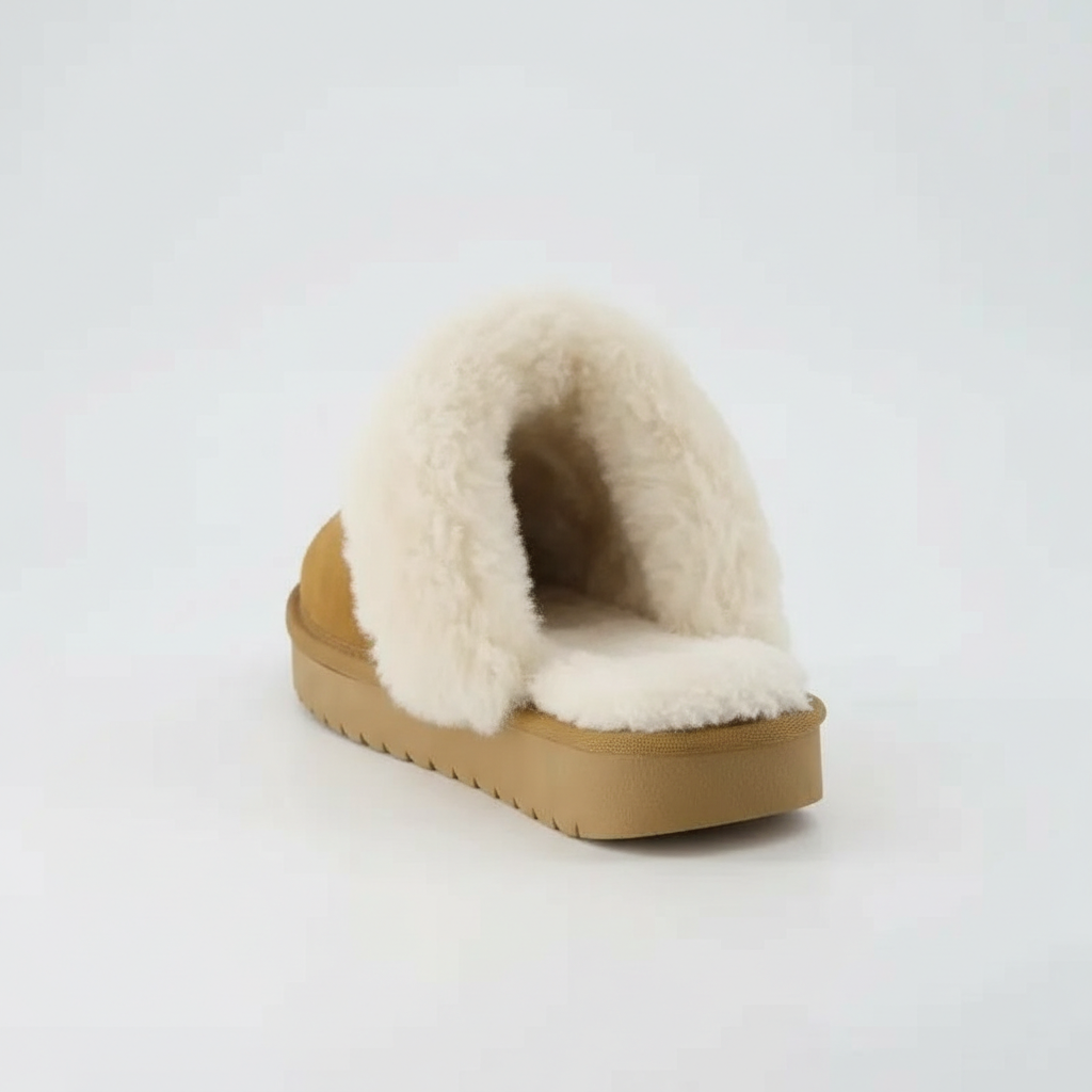 Hush Cozy Women's Suede Slippers - Genuine Leather Upper, Plush and Soft Faux Shearling Lining, Memory Foam Cushioned Footbed, Indoor Outdoor Comfort Slides for Women