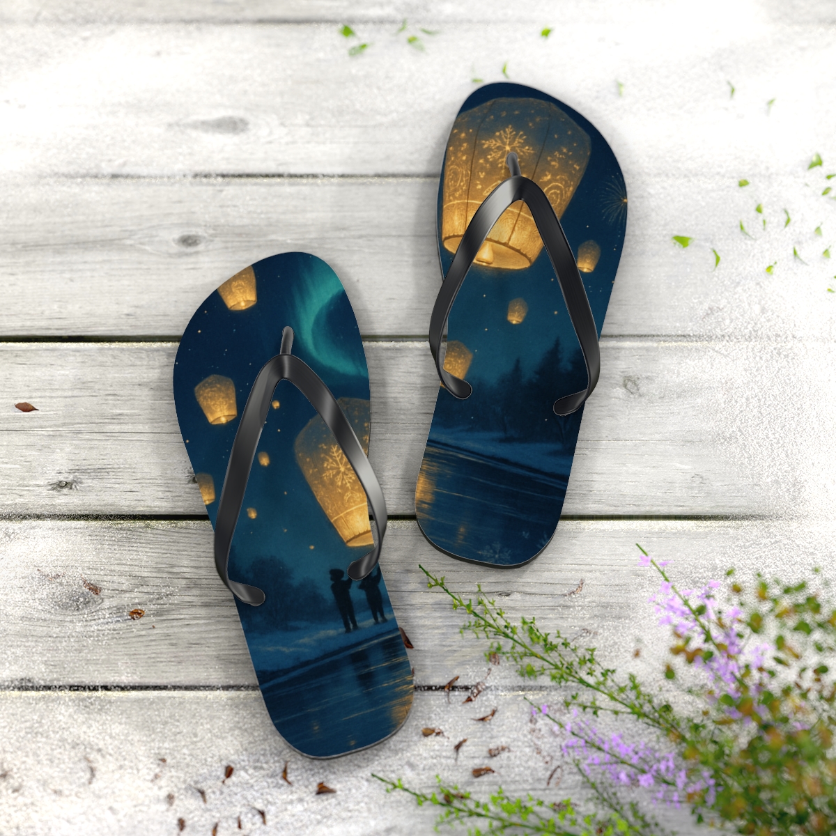 Winter Lantern Aurora stylish summer flip flops