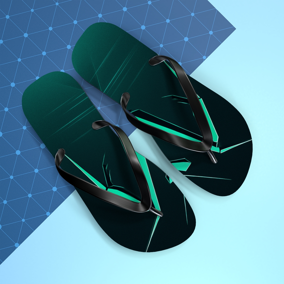 Mantis Strike Geometry designer logo flip flops