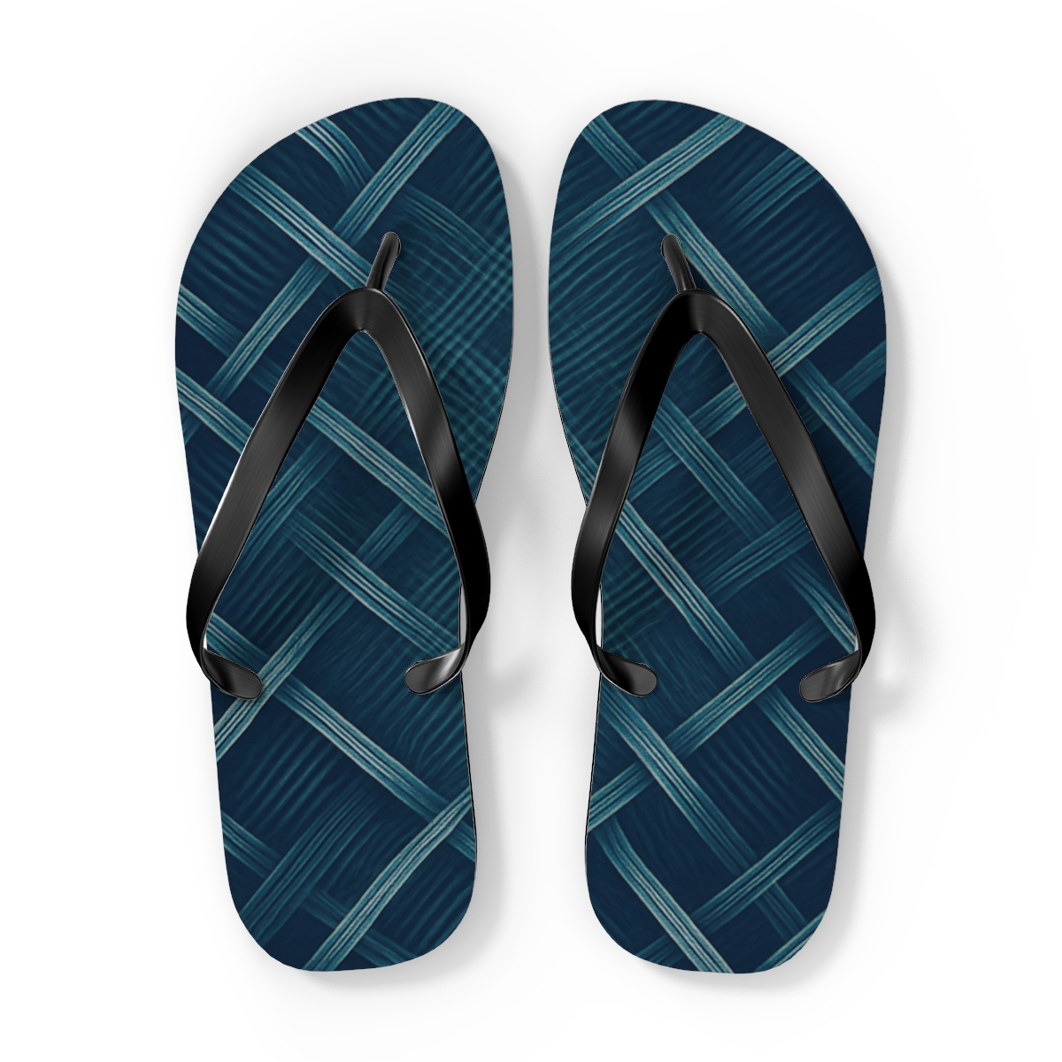 Moire Orbit Weave designer logo flip flops