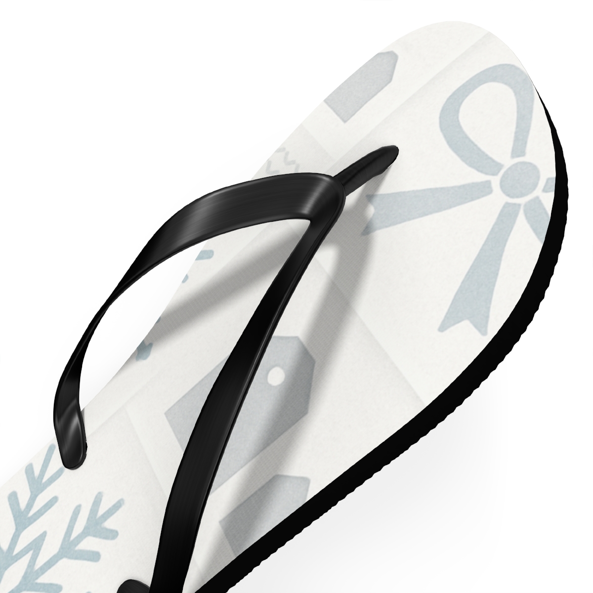 Winter Giftwrap Snowflake Blueprint personalized beach flip flops