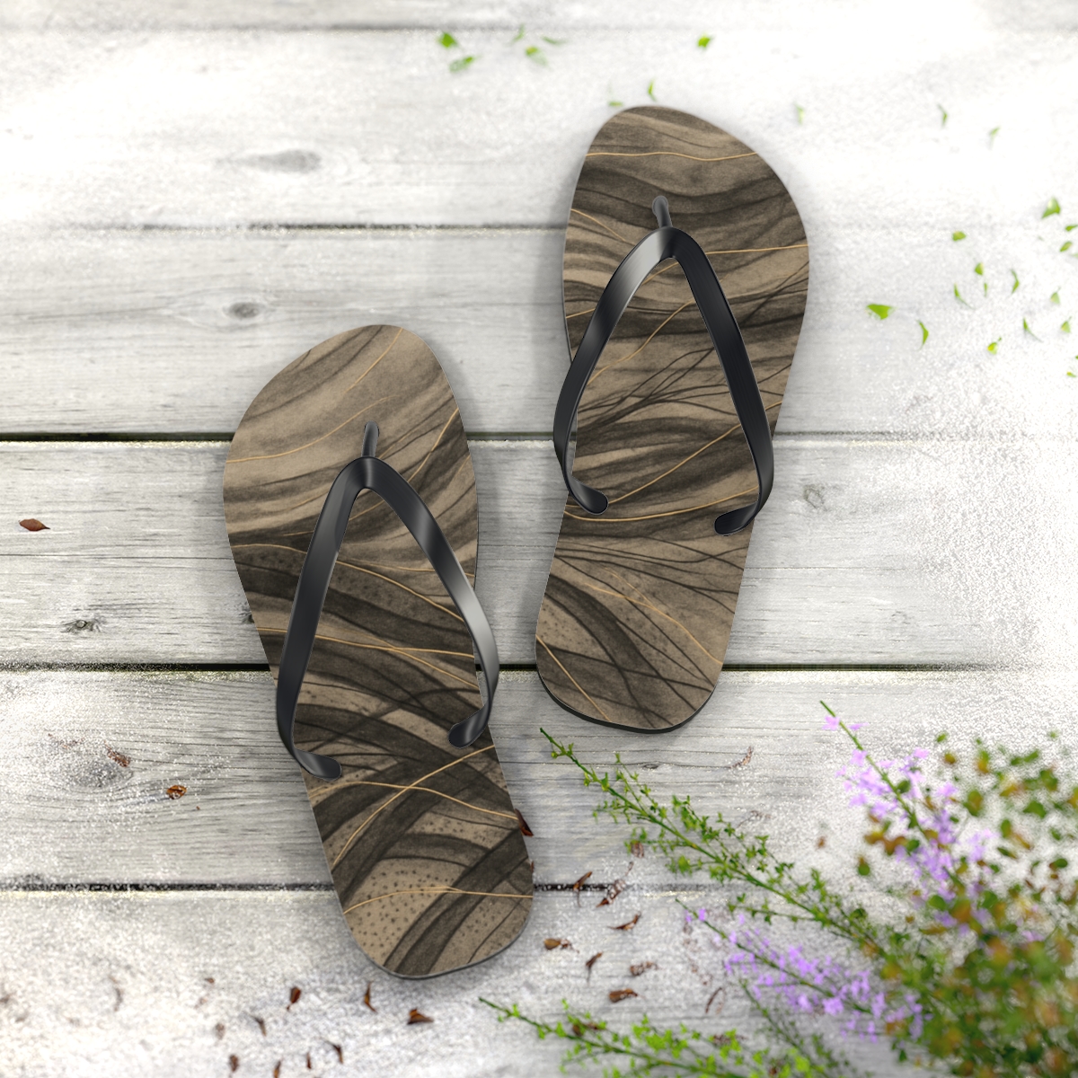 Wind Ripple Vein Weave unique graphic flip flops