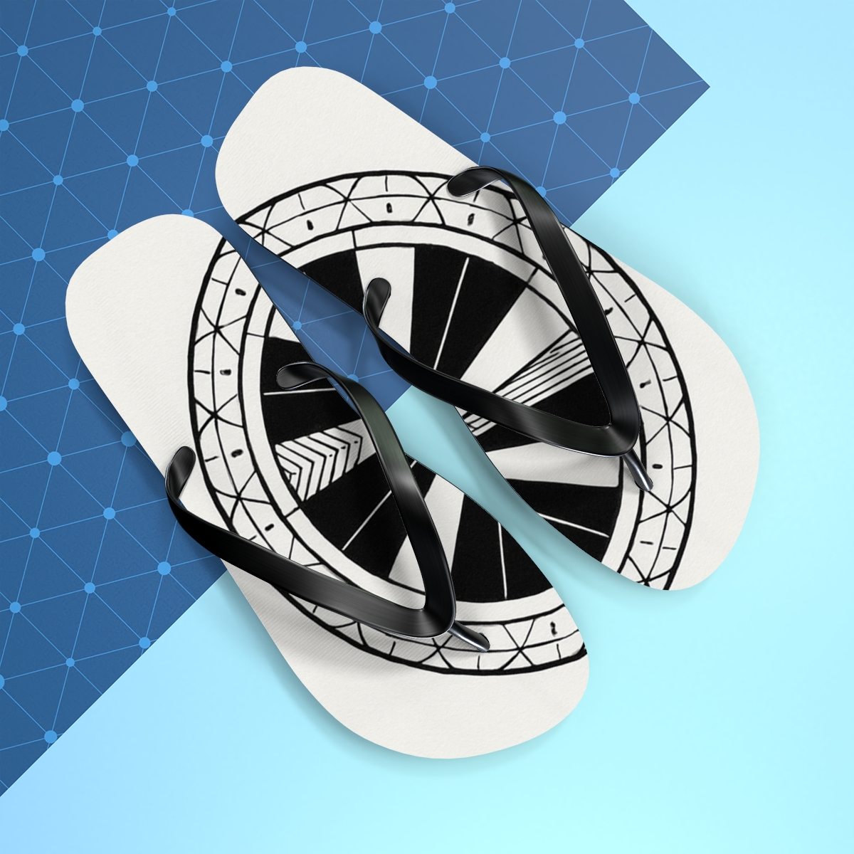 Monochrome Petal Matrix Disc personalized beach flip flops