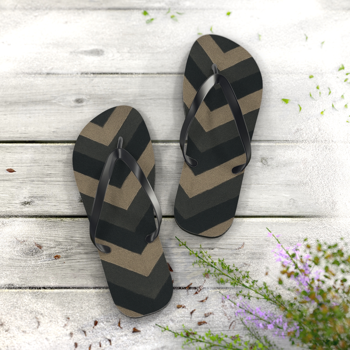 Moire Chevron Field personalized beach flip flops