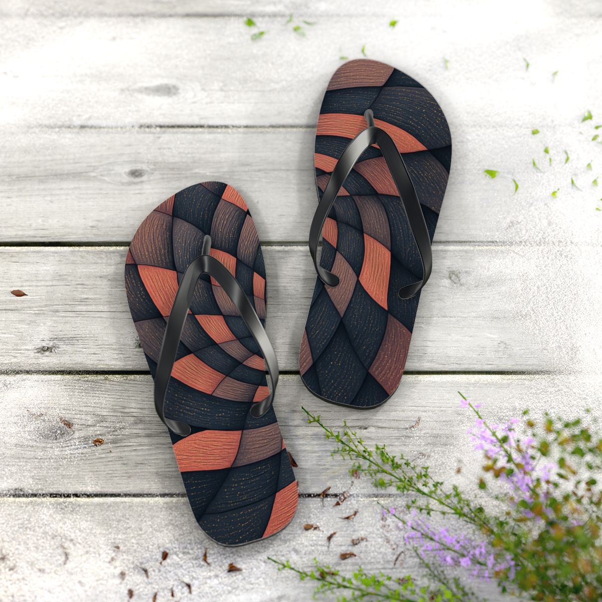 Orchid Spiral Signal Weave custom flip flops