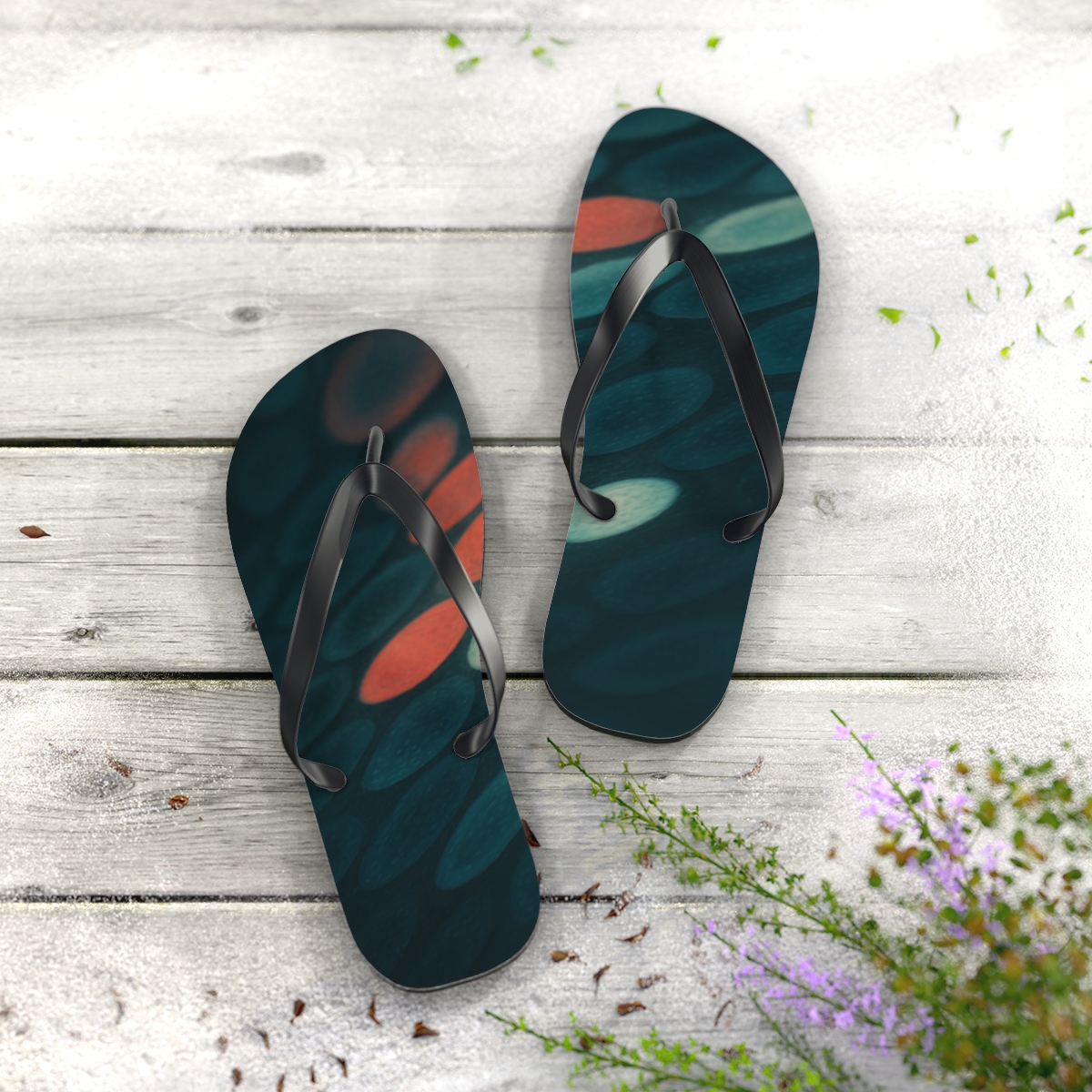 Chromatophore Drift Veil personalized beach flip flops