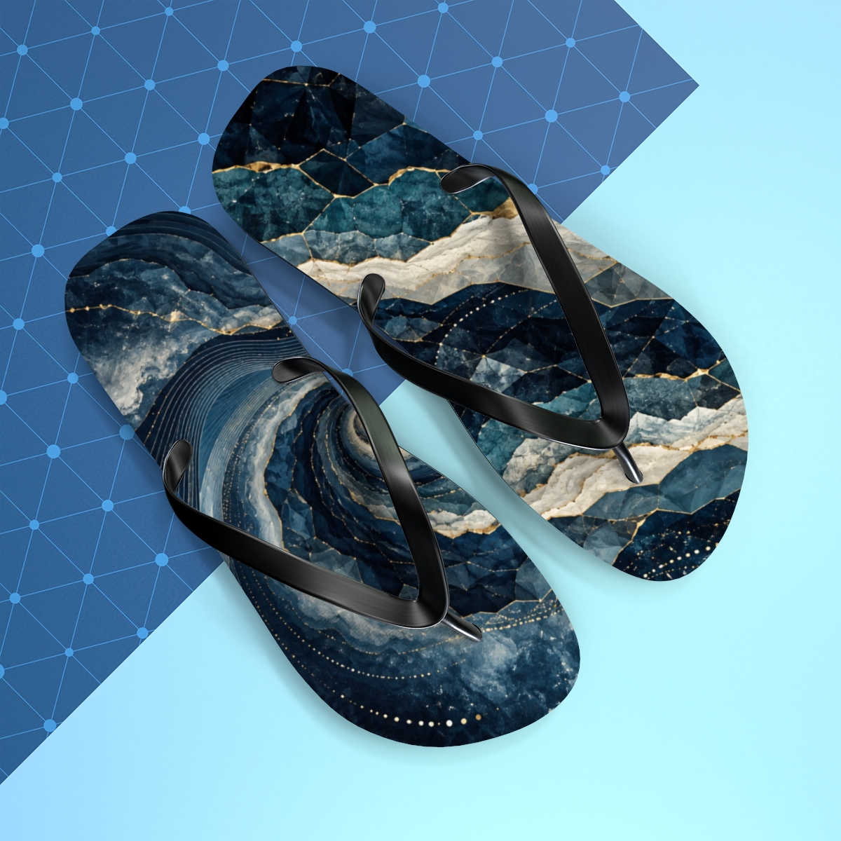 Celestial Shale Vortex Panel trendy printed flip flops [AI-99061363-4e46ee4a7464]