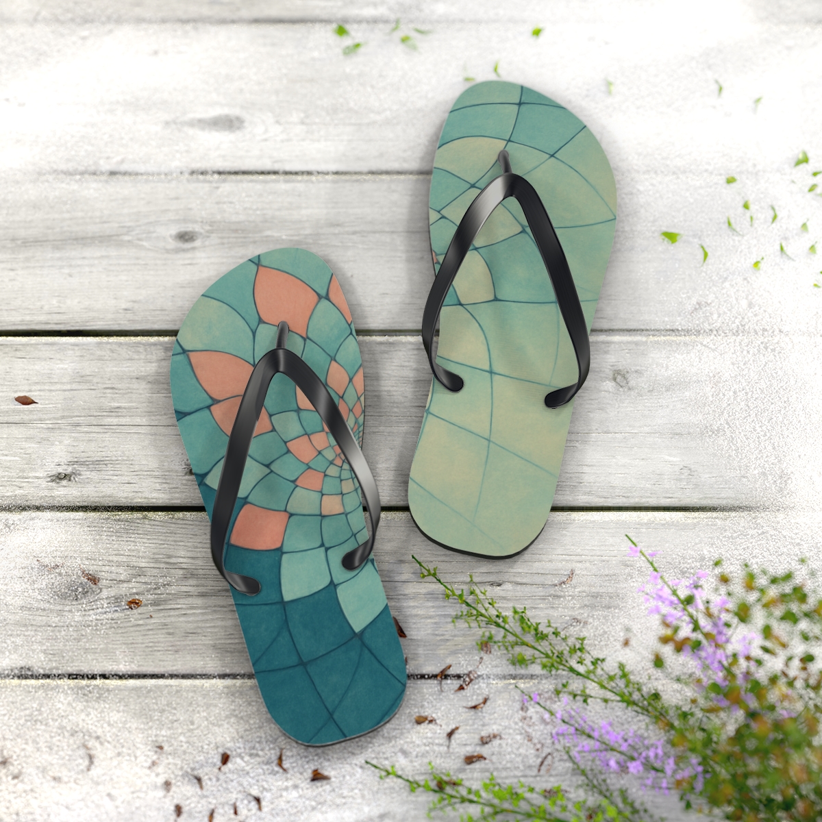 Ocean Bloom Waves Flip Flops