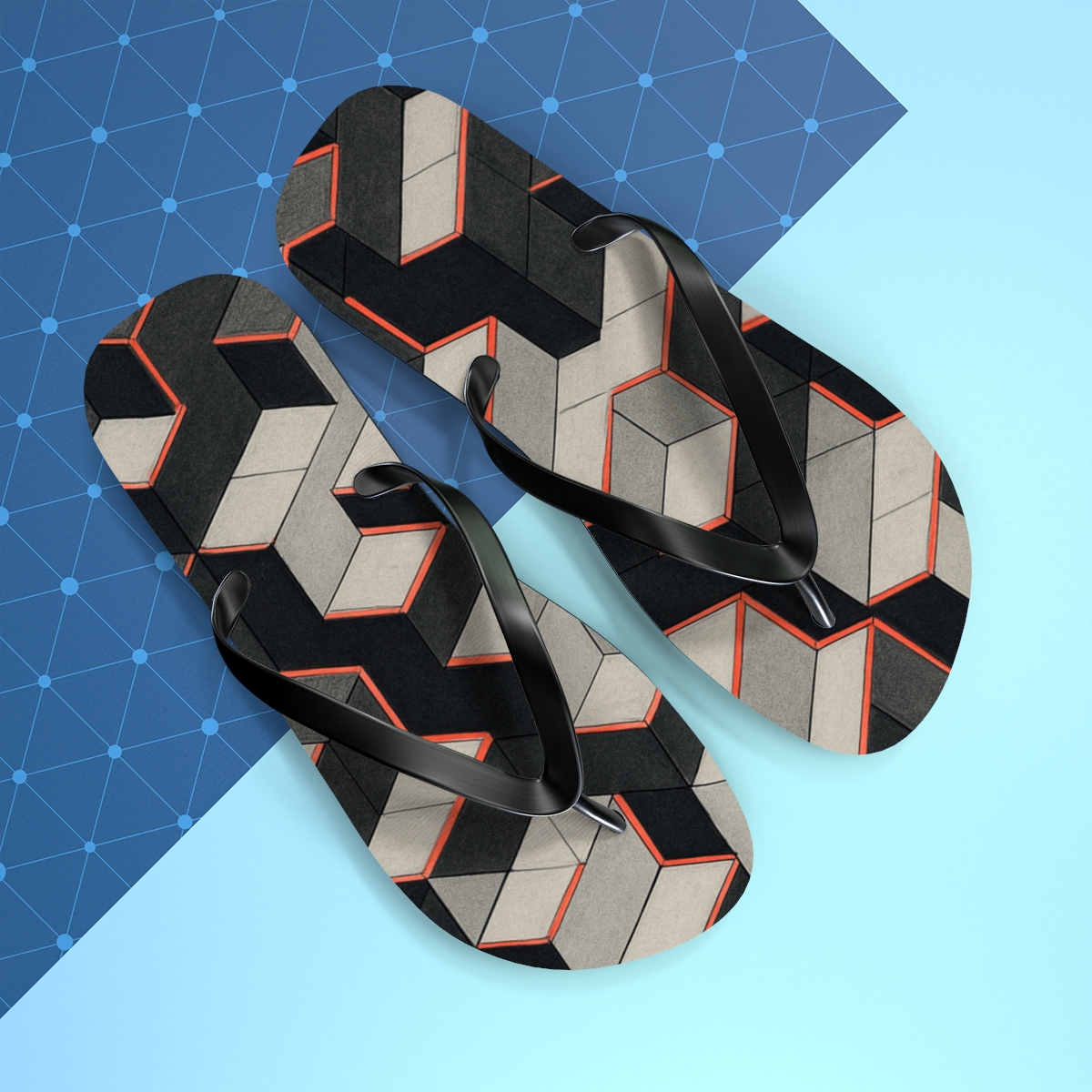 Hex Prism Step Matrix designer logo flip flops