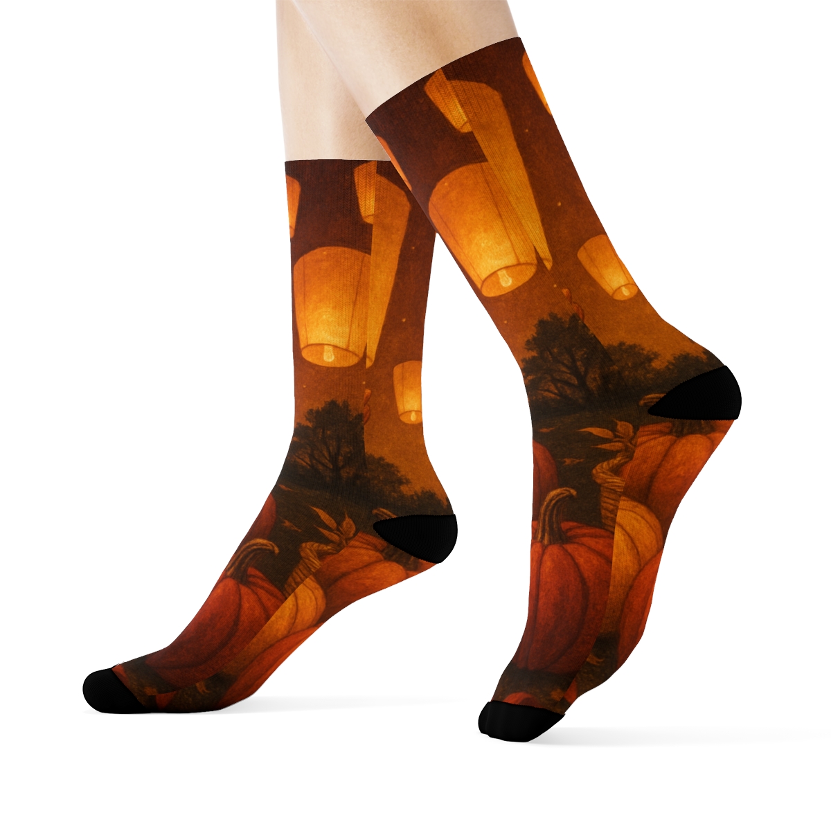 Midnight Harvest Lanterns stylish patterned socks