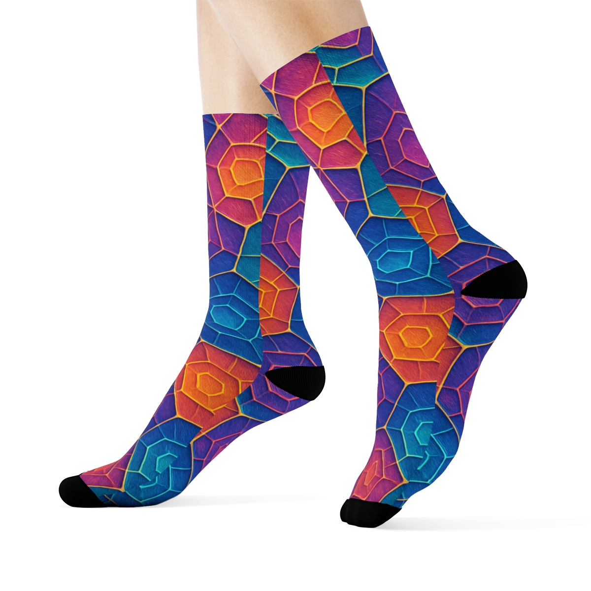 Prismatic Voronoi Starfield Weave stylish patterned socks