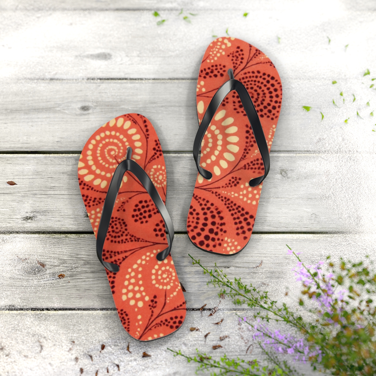 Dotted Spiral Cluster soft sole flip flops